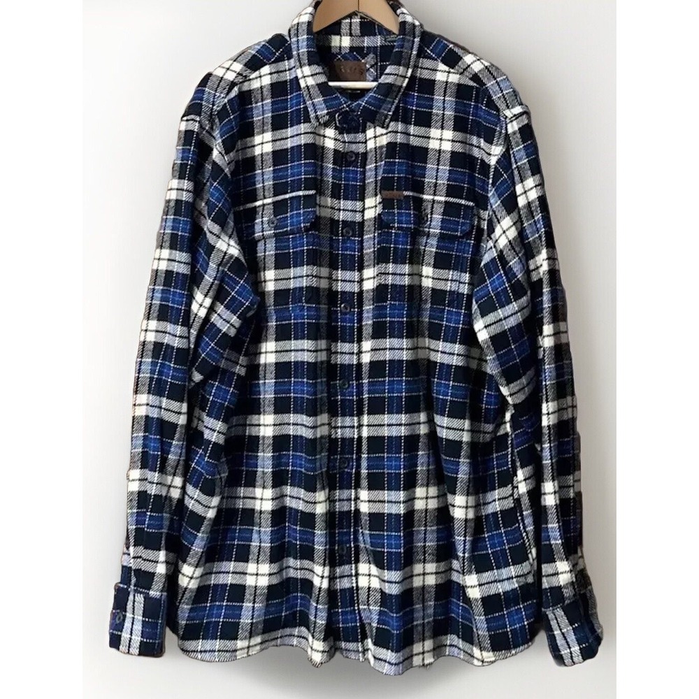 Mens Orvis Heavyweight L/S Schacket Flannel Shirt Jacket Side Pockets Sz 2XL EC